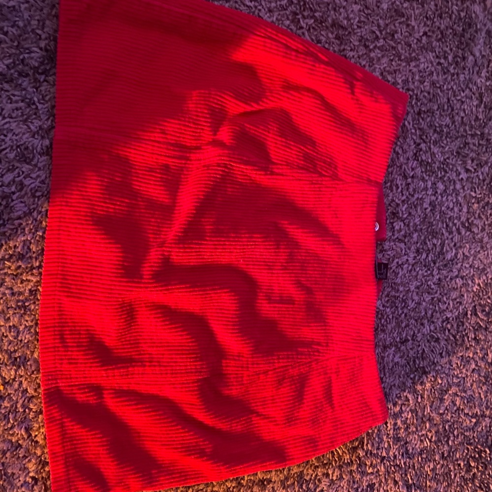 Red Ribbed Forever 21 Mini Skirt - Picture 2 of 3